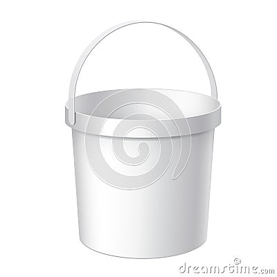 Small White plastic bucket. Vector Illustration