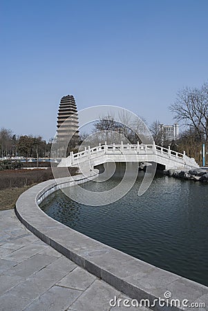 Small wild goose pagoda Stock Photo