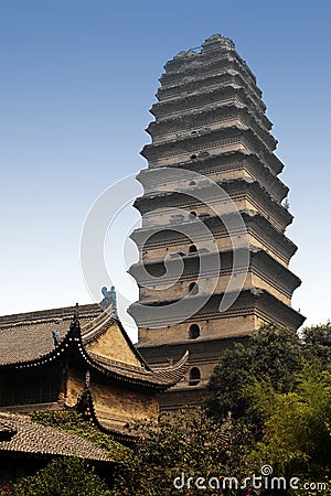 Small Wild Goose Pagoda - Xian - China. Stock Photo