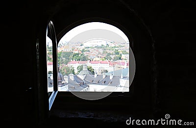 Small window in a big city Stock Photo