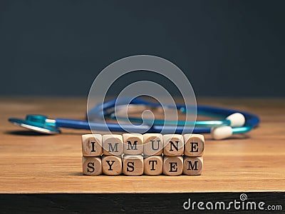 Small wooden blocks with the words immune system Stock Photo