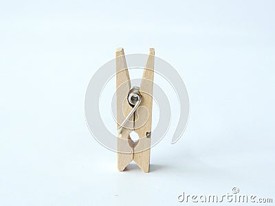 small wooden clip or wooden clothespins Stock Photo