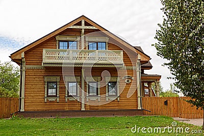 Small wooden house in the Russian style. Suzdal, Russia. Editorial Stock Photo
