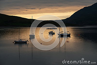 Small yachts at Garve, Scotland Stock Photo