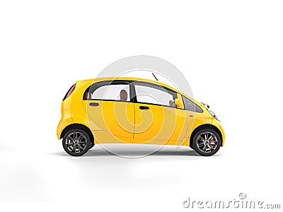 Small yellow electric modern car - side view Stock Photo