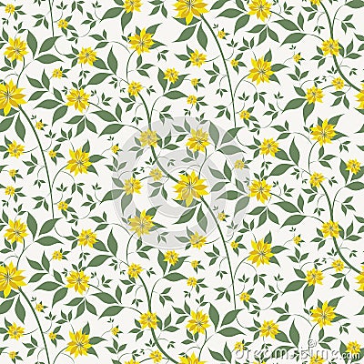 Small yellow flowers seamless background Vector Illustration