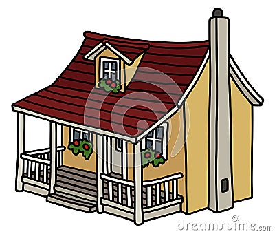 Small yellow house Vector Illustration