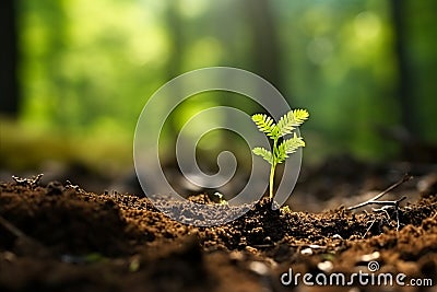 Small young tree plant in the forest close up Stock Photo