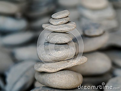 Small zen stones on each other in perfect balance and harmony Stock Photo