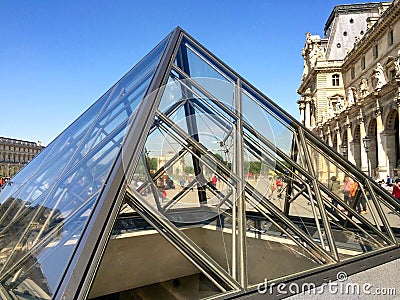 Smaller pryamid in the louvre courtyard in Paris Editorial Stock Photo