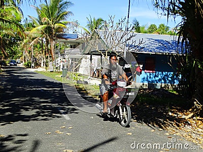 Tuvalu, Funafuti Atoll, street scenes from Vaiaku Editorial Stock Photo