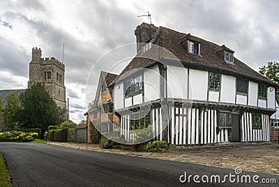 Smarden Church and Ancient Cottage, Kent, UK Editorial Stock Photo