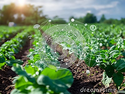 Smart Agricultural System Adapting to Environmental Changes through IoT Sensor and Data Driven Optimization Stock Photo