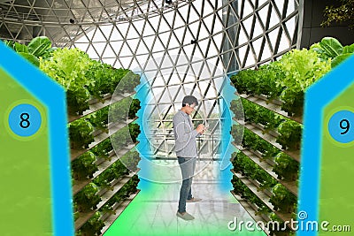 Smart agriculture in futuristic concepts,smart farmer monitor, k Stock Photo