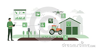 Smart agriculture and IOT Vector Illustration