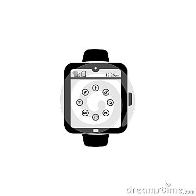 smart android watch, hand clock black icon Vector Illustration