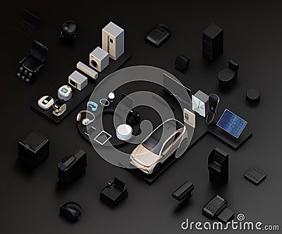 Smart appliances on black background Stock Photo