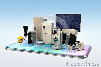 Smart appliances on a smart phone Stock Photo