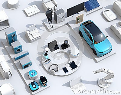 Smart appliances on white background Stock Photo