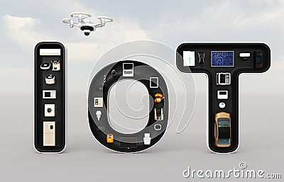 Smart appliances in word IoT Stock Photo