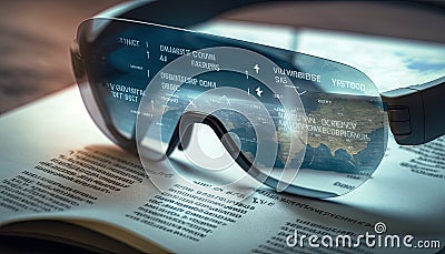Smart AR glasses technology concept. Customer using AR application to monitoring , check , alert, mapping information, Generative Stock Photo