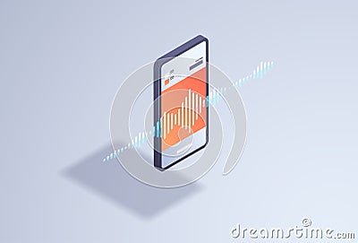 Smart artificial intelligence voice message recording speaker assistant playing sounds online app interface 3d isometric Vector Illustration