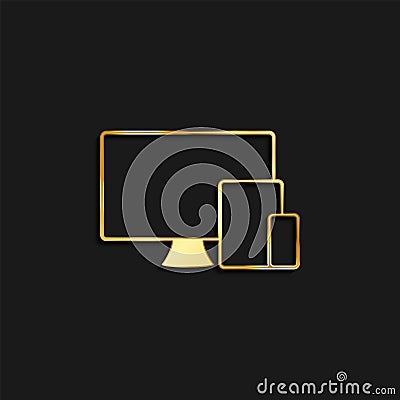 Smart, assistant gold icon. Vector illustration of golden particle background Cartoon Illustration