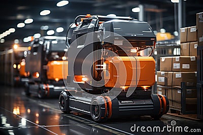 Smart Automated Robot Delivering in Modern Setting AI Generated Cartoon Illustration