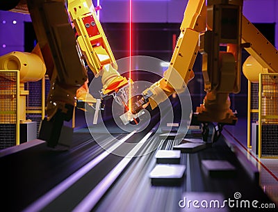 Smart automation industry robot in action Stock Photo