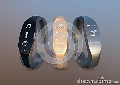 Smart bands with rubber bracelet Stock Photo