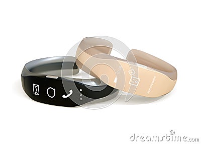 Smart bands with rubber bracelet isolated on white background Stock Photo