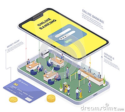 Smart Banking Isometric Composition Vector Illustration