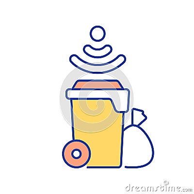 Smart bin with wireless technology RGB color icon Vector Illustration