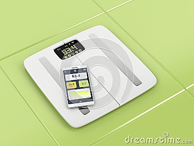 Smart body analyzer and smartphone Stock Photo