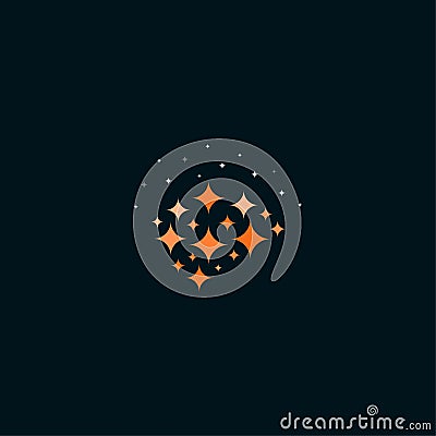 Smart brain logo concept, abstract brain symbol with sparkles, creativity think process symbols, mind idea, memory Vector Illustration