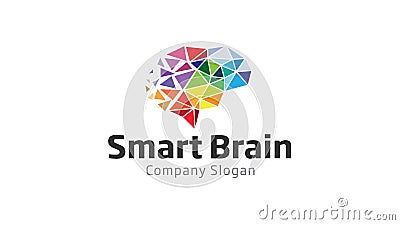 Smart Brain Polygon Logo Vector Illustration