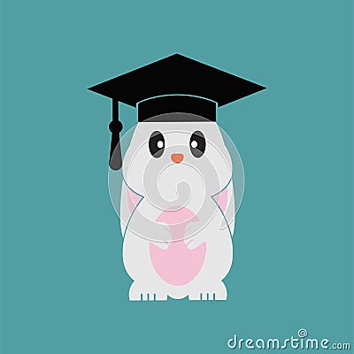 Smart bunny wearing graduation cap template Vector Illustration