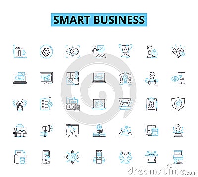 Smart business linear icons set. Innovation, Efficiency, Strategy, Technology, Data, Insight, Agility line vector and Vector Illustration