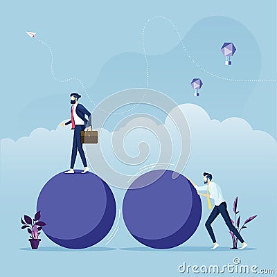 Smart businessman walking on the ball-Business innovation concept Vector Illustration