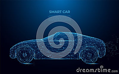 Smart Car. Abstract image of a smart car in the form of a starry sky or space. Speed, drive, fast race auto style, power concept Vector Illustration