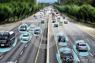 Smart car, Autonomous self-driving concept. Stock Photo