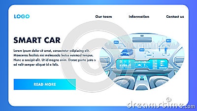 Smart Car Cockpit. Selfdriving Transport vector Vector Illustration