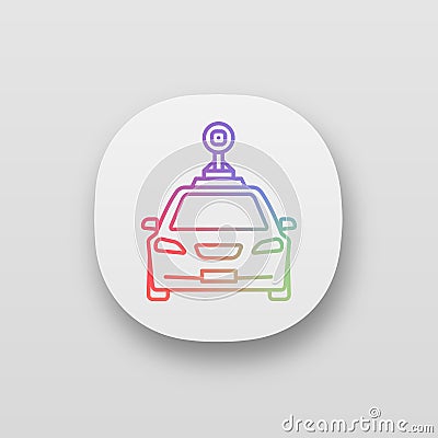 Smart car in front view app icon Vector Illustration