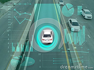 Smart car for intelligent self driving of control and tracking with Stock Photo