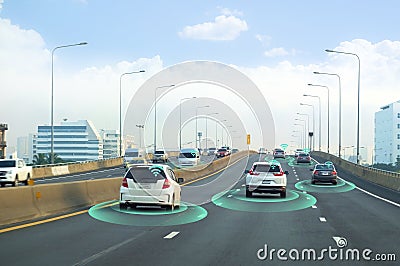 Smart car, self-driving mode vehicle with Radar signal system and and wireless communication, Autonomous Stock Photo