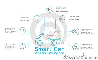 Smart car Technology comcept template infographic vector illustration graphic design Vector Illustration