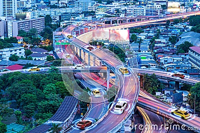 .Smart cars with automatic sensor driving on metropolis with wireless connection Stock Photo