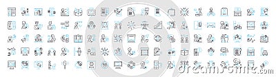 Smart citizens vector line icons set. Smart, Citizens, Intelligent, Knowledgeable, Literate, Skilled, Educated Vector Illustration