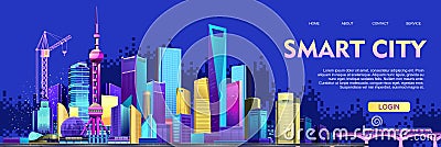 Smart city banner Vector Illustration