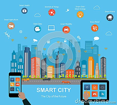 Smart city concept and internet of things Vector Illustration